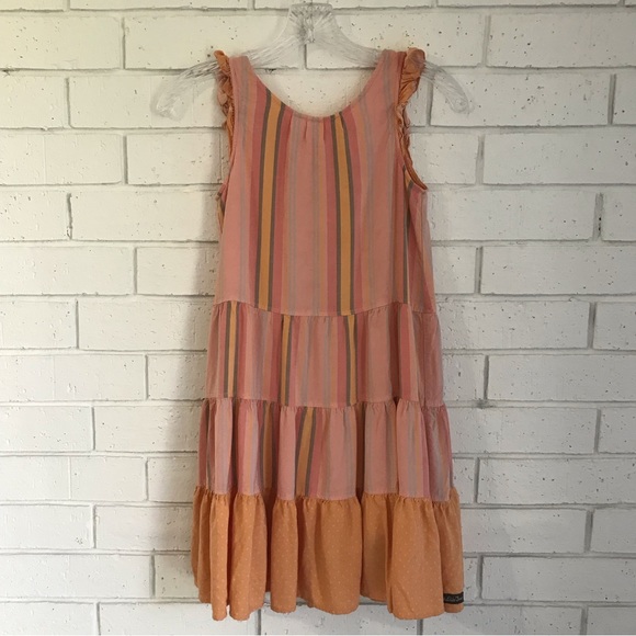 Matilda Jane Orange Creamsicle Dress Size 10 Rayon Tiered Ruffle Bow - Picture 1 of 10